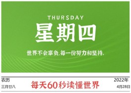 2022年4月28日，李海博客带你每天60秒读懂世界