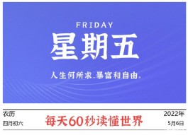 2022年5月06日，李海博客带你每天60秒读懂世界