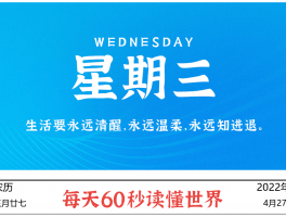 2022年4月27日，李海博客带你每天60秒读懂世界
